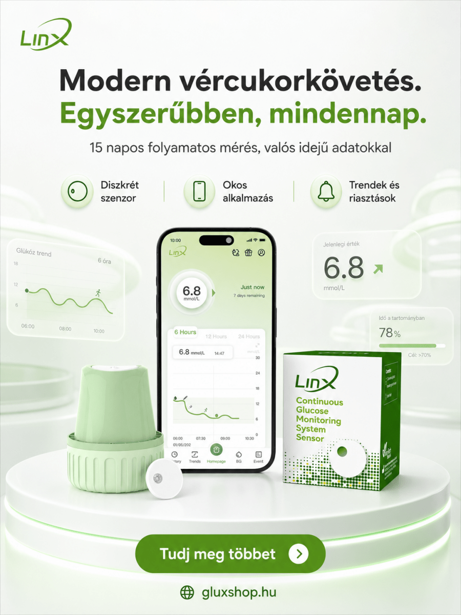 Linx folyamatos szöveti glükózmonitorozó szenzor (CGM) (Nagyker) - GluX