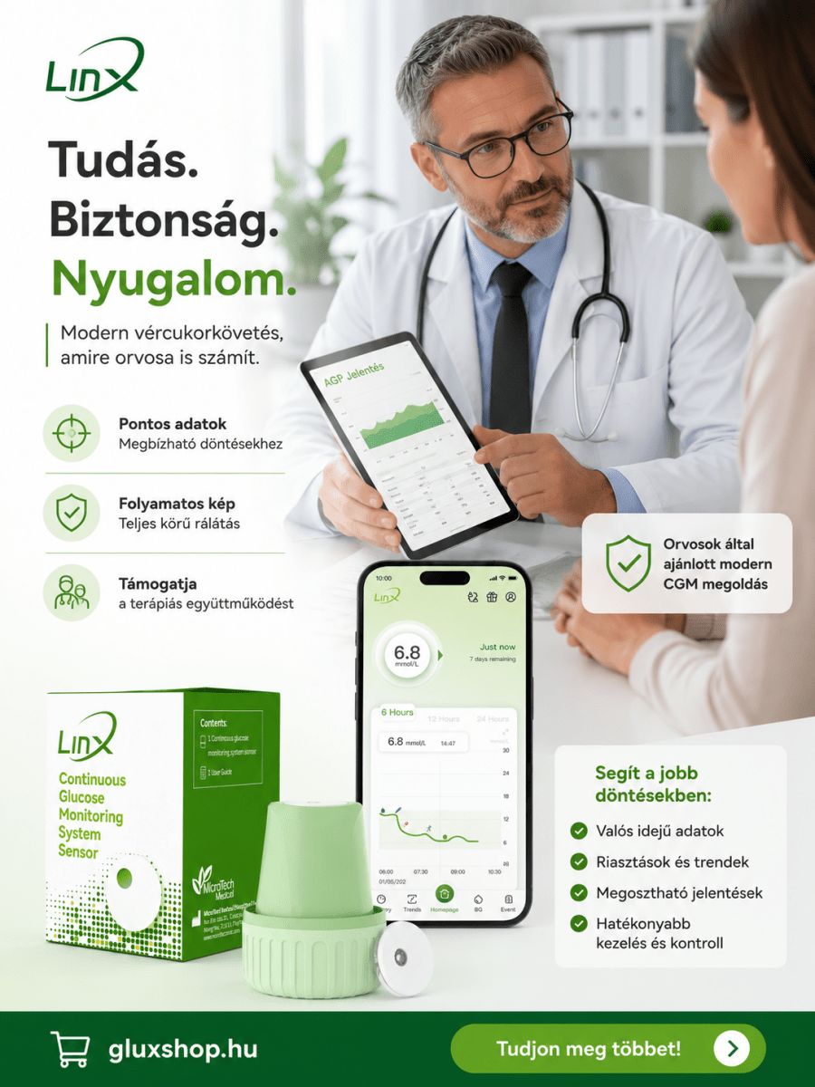Linx folyamatos szöveti glükózmonitorozó szenzor (CGM) (Nagyker) - GluX