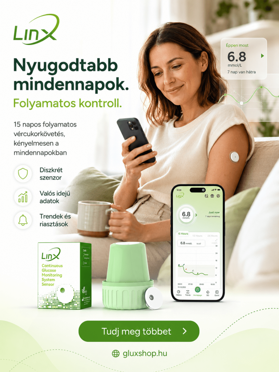 Linx folyamatos szöveti glükózmonitorozó szenzor (CGM) (Nagyker) - GluX