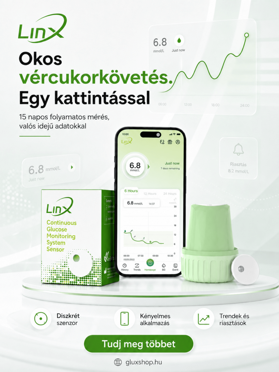 Linx folyamatos szöveti glükózmonitorozó szenzor (CGM) (Nagyker) - GluX